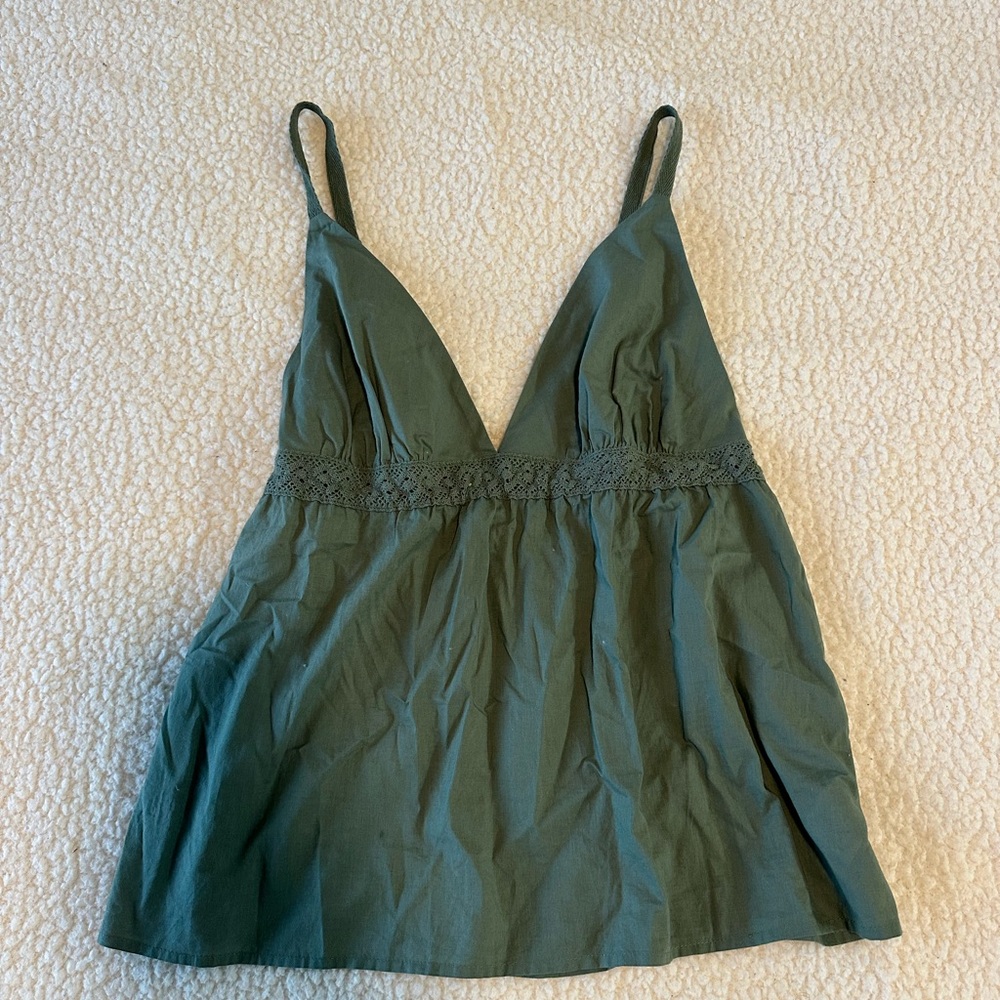 Elegant Olive Green Camisole Top S